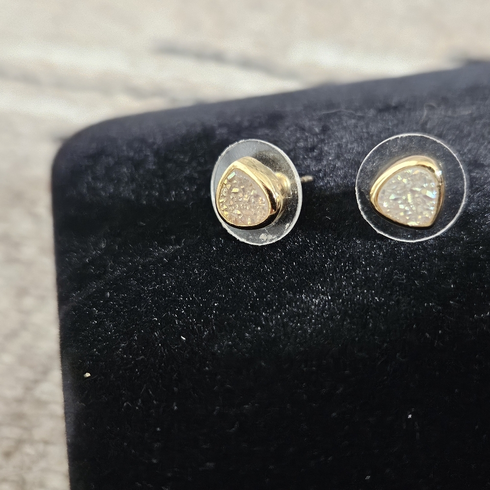 LAST CHANCE- Sonya Renee Drusy Studs White&Gold